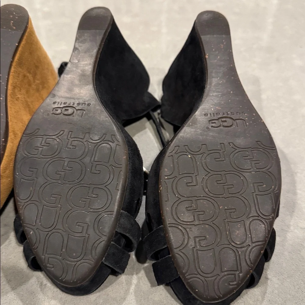 Ugg Australia Soft Black and Tan Women's Wedges size 9 - Picture 9 of 11